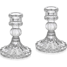 Crystal Glass Candle Holders Set Of 2 Decorative Candle Holder Clear Glass Taper Candle Holder
