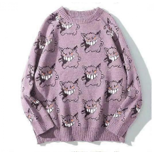 Pokemon Gengar Christmas Day Fall Round Neck Long Sleeve Pullover Couple Men Women Unisex Little Monster Jacquard Sweater2XXL