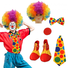Clown Costume Set Halloween Dotted Dress Up Supplies 5 Pcs Accessories Carnival Party Theme