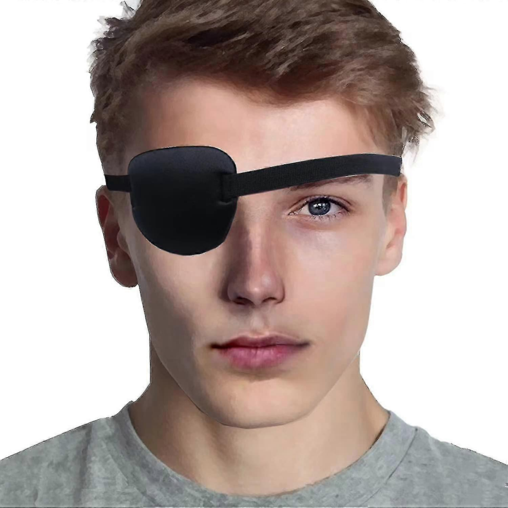Black Eye Patches For Adults And Kids,Lazy Eye Patch For Left Or Right Eye,Soft And Adjustable,One Eye Cover For Pirate Or Cosplay (Black)