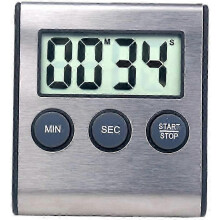 Mini Digital Timer, 24 Hour Format, Countdown and Stopwatch, for Kitchen, Sports, Study, Meeting, Parking, Medical, Stainless Steel