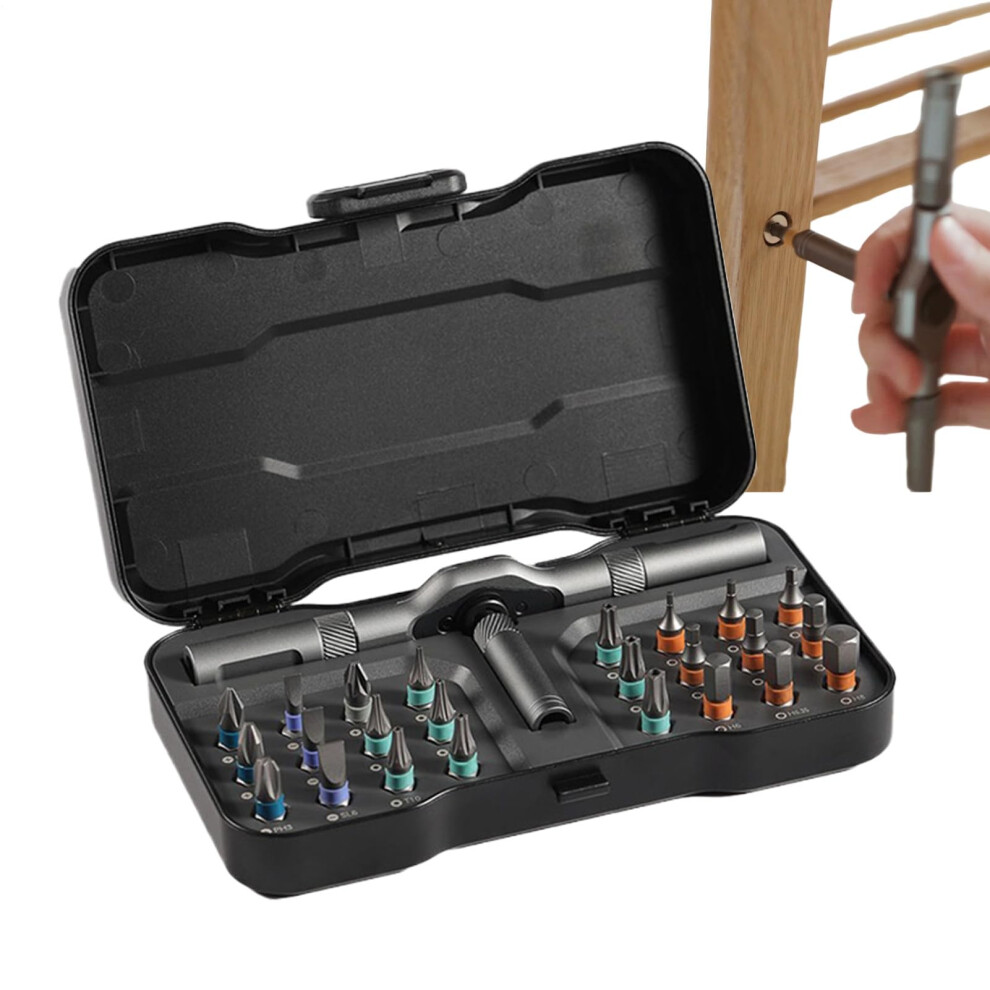 Portable Ratchet Screwdriver Set With Precision Bits Compact T Handle For Electronics Automotive Maintenance 9016109893529