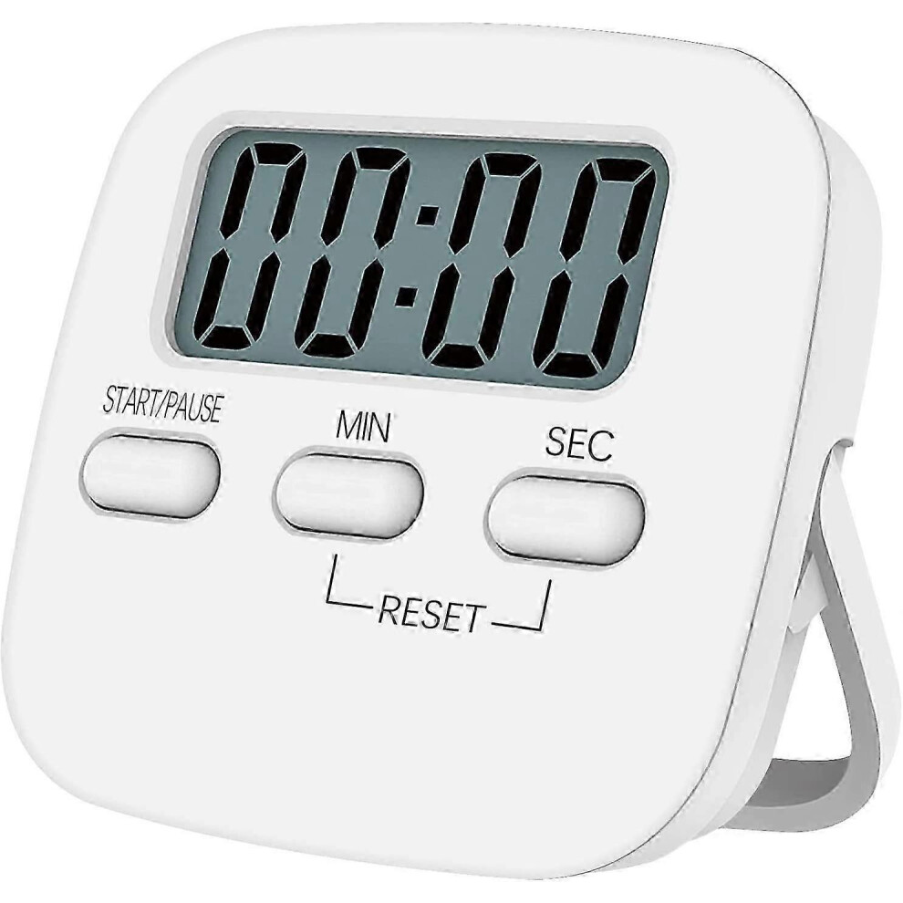 New Magnetic Kitchen Timer With Large Lcd Display, With Stopwatch, Audible Alarm And Countdown, White