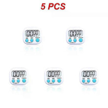 (White English 5pcs) 1-5pcs Counter Display Alarm Clock Manual Electronic Countdown Sport Magnetic Digital Timer Kitchen Cooking Shower Study