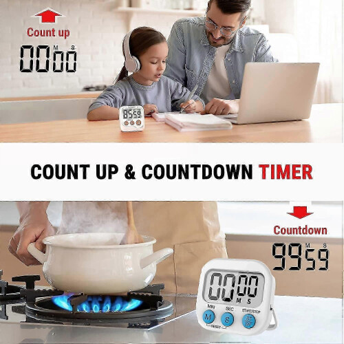 Kitchen Timer, Magnetic Countdown Timer, Large Digital LCD Display, Cooking Timer, Loud Alarm, Back Stand, Countdown & Stopwatch 1
