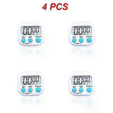 (White English 4pcs) 1-5pcs Counter Display Alarm Clock Manual Electronic Countdown Sport Magnetic Digital Timer Kitchen Cooking Shower Study
