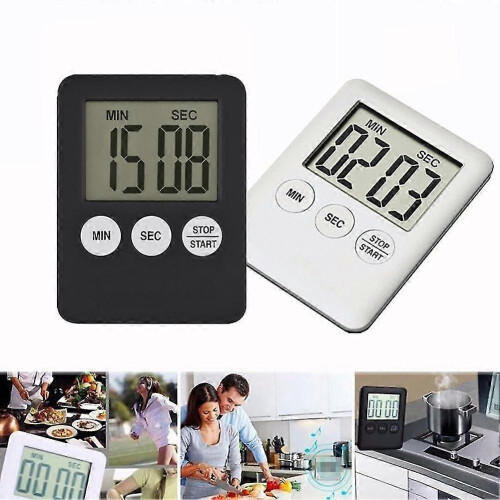 (White) BoSaiD Square Magnetic Digital LCD Kitchen Timer Countdown Alarm Clock Tools 1