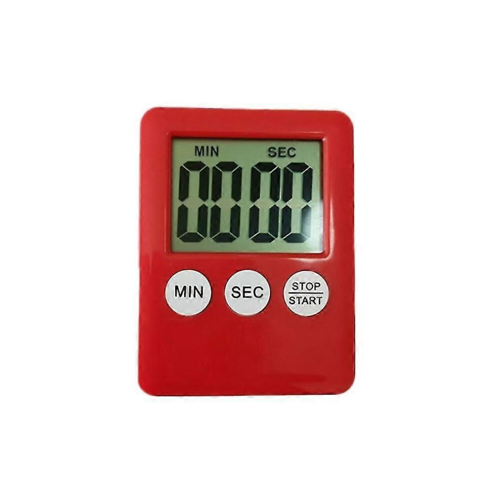 (Red) Bosaid Square Magnetic Digital Lcd Kitchen Timer Countdown Alarm Clock Tools Red