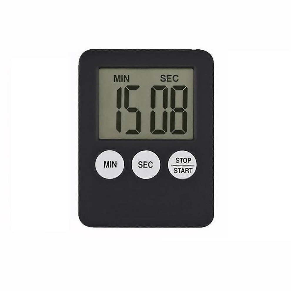 (Black) Bosaid Square Magnetic Digital Lcd Kitchen Timer Countdown Alarm Clock Tools Black