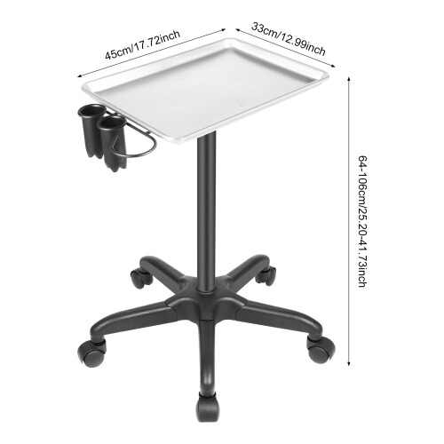 Height Adjustable Salon Tray on Wheels,Hair Color Service Tray 1