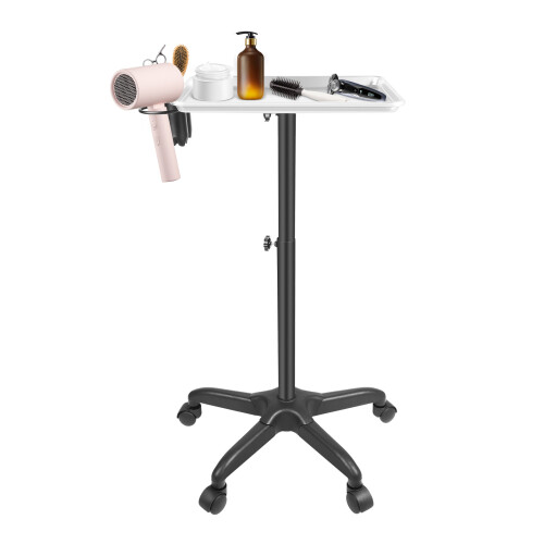 Height Adjustable Salon Tray on Wheels,Hair Color Service Tray