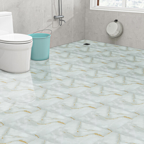 Living And Home 10Pcs Golden Vein Marble Self-adhesive Flooring 1