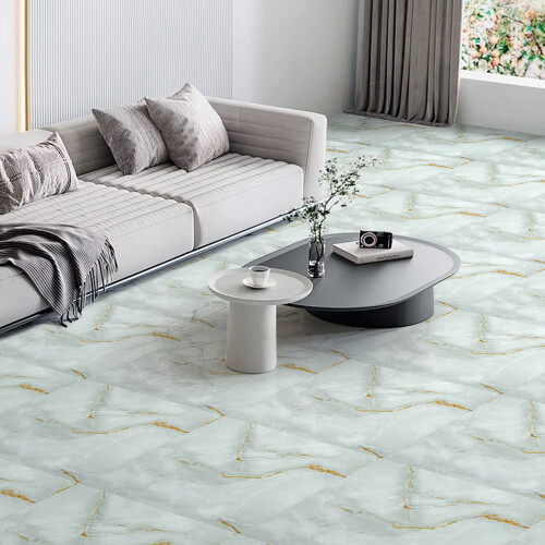 Living And Home 10Pcs Golden Vein Marble Self-adhesive Flooring