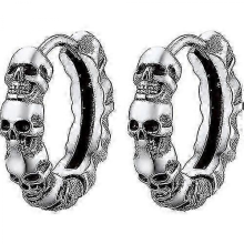 Men's Hanging Skull Earring/creole Skull In Steel/gold Plated/black Color Jewelry Punk Style-Good