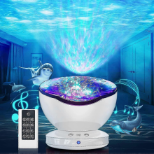 Led Projector Lamp Simulation Of Ocean Waves, Kids Night Light With 8 Color Modes 6 Music Sounds Remote Control Timer Bedside Lamp For Baby, Kid And A