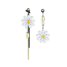Korean Cute Vintage Flower Enamel Glaze Stud Earrings For Women Fashion Asymmetric Daisy Boucle d'oreille Brincos Jewelry GiftsRose Gold