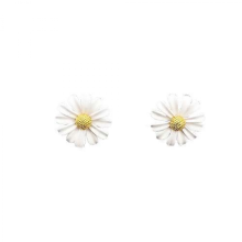 Korean Cute Vintage Flower Enamel Glaze Stud Earrings For Women Fashion Asymmetric Daisy Boucle d'oreille Brincos Jewelry GiftsLight Yellow Gold