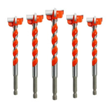 Carbide Hinge Boring Forstner Drill Bits 5-Piece Set, Hex Shank, Wood and Locks, 45 Gauge Steel