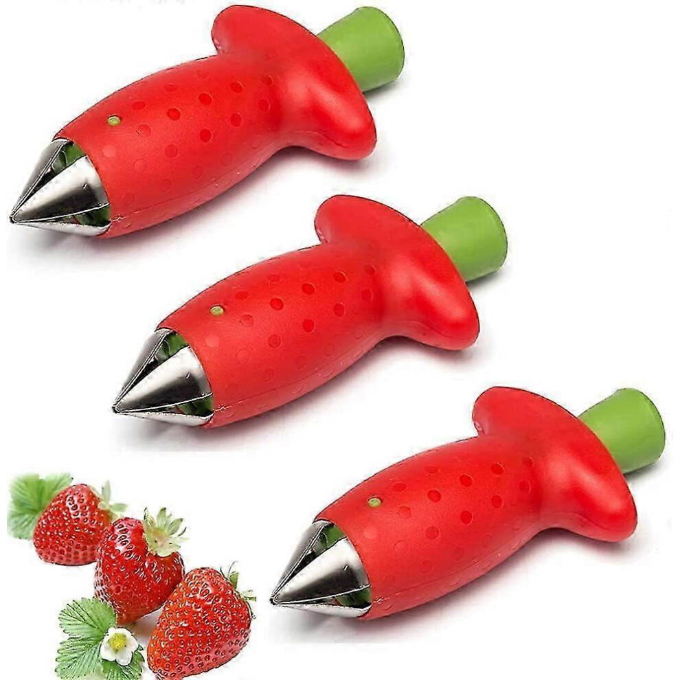 Set of 3 Fruit Corers - Strawberry and Tomato Hullers - Tool for Removing Stems from Fruits and Vegetables