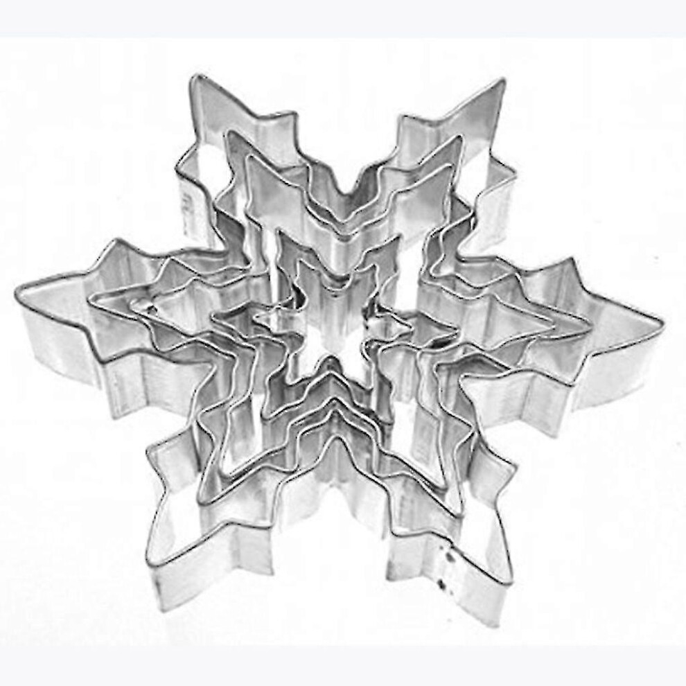 Set of 5 Stainless Steel Snowflake Cookie Cutters for Baking and Pastry