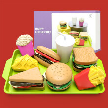 (A) Burger And French Fry Toy Set Sandwich Food Cooking Toy With Toy Burger French Fries Sandwich Popcorn Cola And Tray