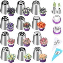 Set of 27 Russian tips for cake decorating, piping bags and