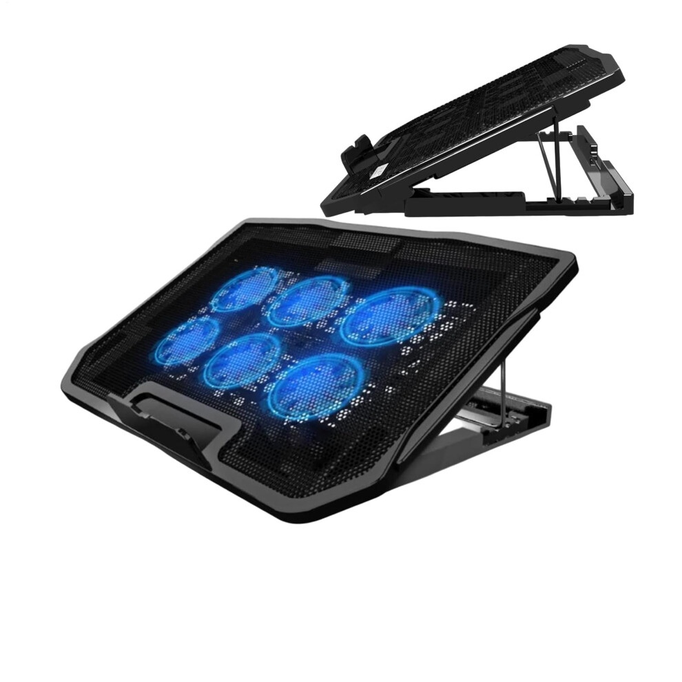 Laptop Cooling Pad 6-Fan Ultra Quiet 1400 Rpm, Adjustable Height Stand Compatible With 12-19-Inch Laptops, Led Blue 9393856749355