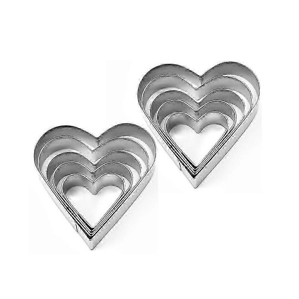 New 5/10 Pcs Heart Shape Cookie Cutters Stainless Steel Biscuit Molds For Baking Pastry