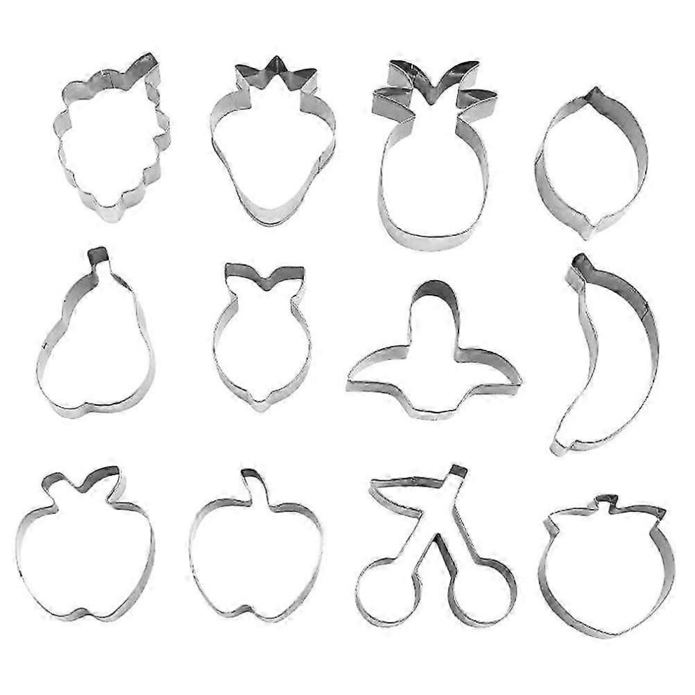 Set of 12 metal fruit cookie cutters, stainless steel