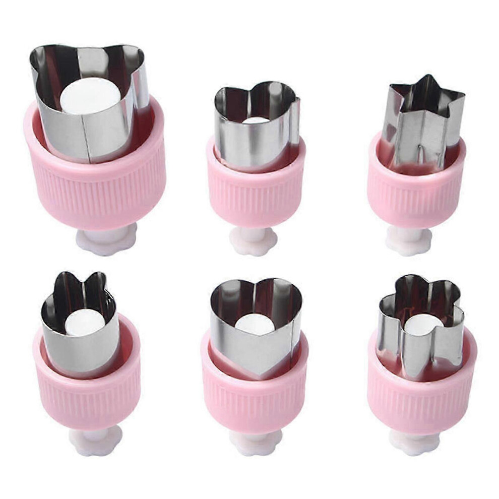 (Pink) 6 Pcs Mini Stainless Steel Cookie Cutters Vegetable Fruit Biscuit Pastry Cutters Baking Tools for Kids