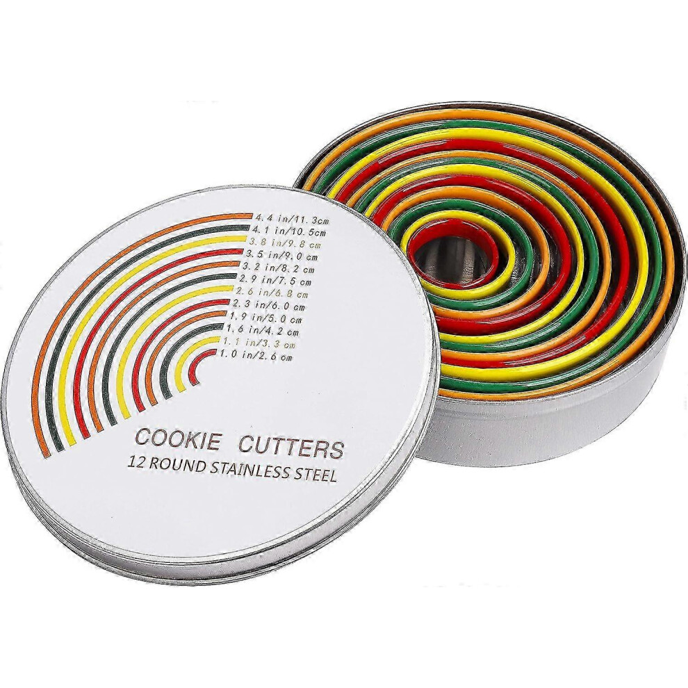 Stainless Steel Cookie Cutters, Set of 12, Round, Biscuit, Baking Accessories