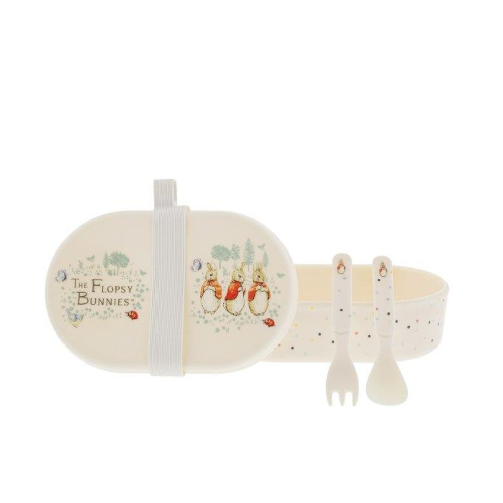 Peter Rabbit Snack Box & Cutlery Set - The Flopsy Bunnies Beatrix Potter