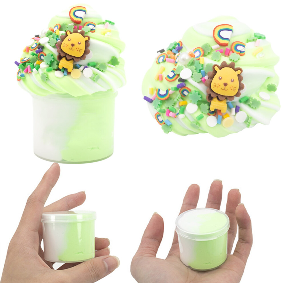 (Green) 70ml Furry Cloud Butters Colored Clays Toy Non Settling With Accessories DIY Noodles Stretchy Colored Clays For Creatives Crafts-image-OPC-PKHK2VB-NEW