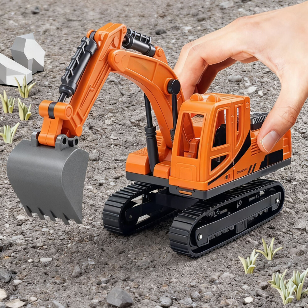 (Orange) Children's Simulation Excavator Toy Car Track Excavator Engineering Vehicle Model Boy Excavator Simulation Engineering Vehicle-image-OPC-PKHK588-NEW