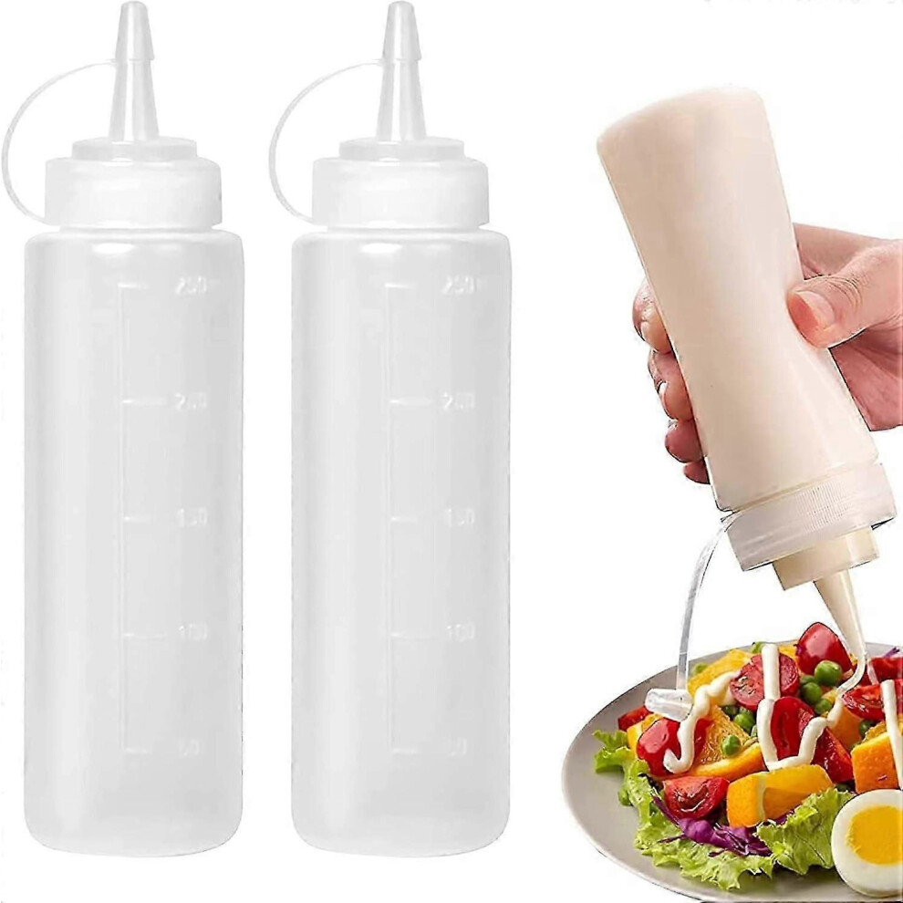 227ml Food Grade Plastic Squeeze Condiment Bottles with Cap for Seasoning Dispensers (2 Pcs)