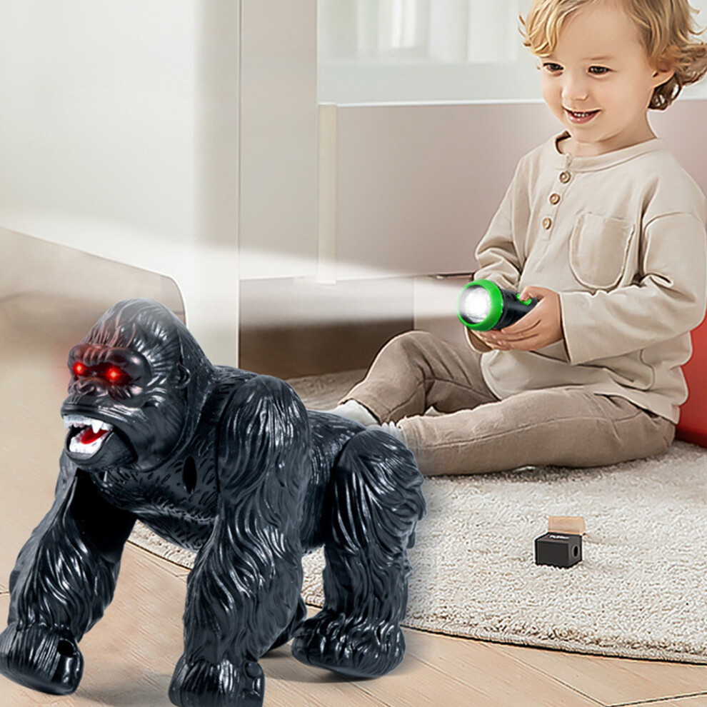 (Black) Flashlight Remote Control Gorillas Simulation Sound Effect Animals Model Toy Parent And Child Interactive Toy Boys And Girls Holiday Birthday Black