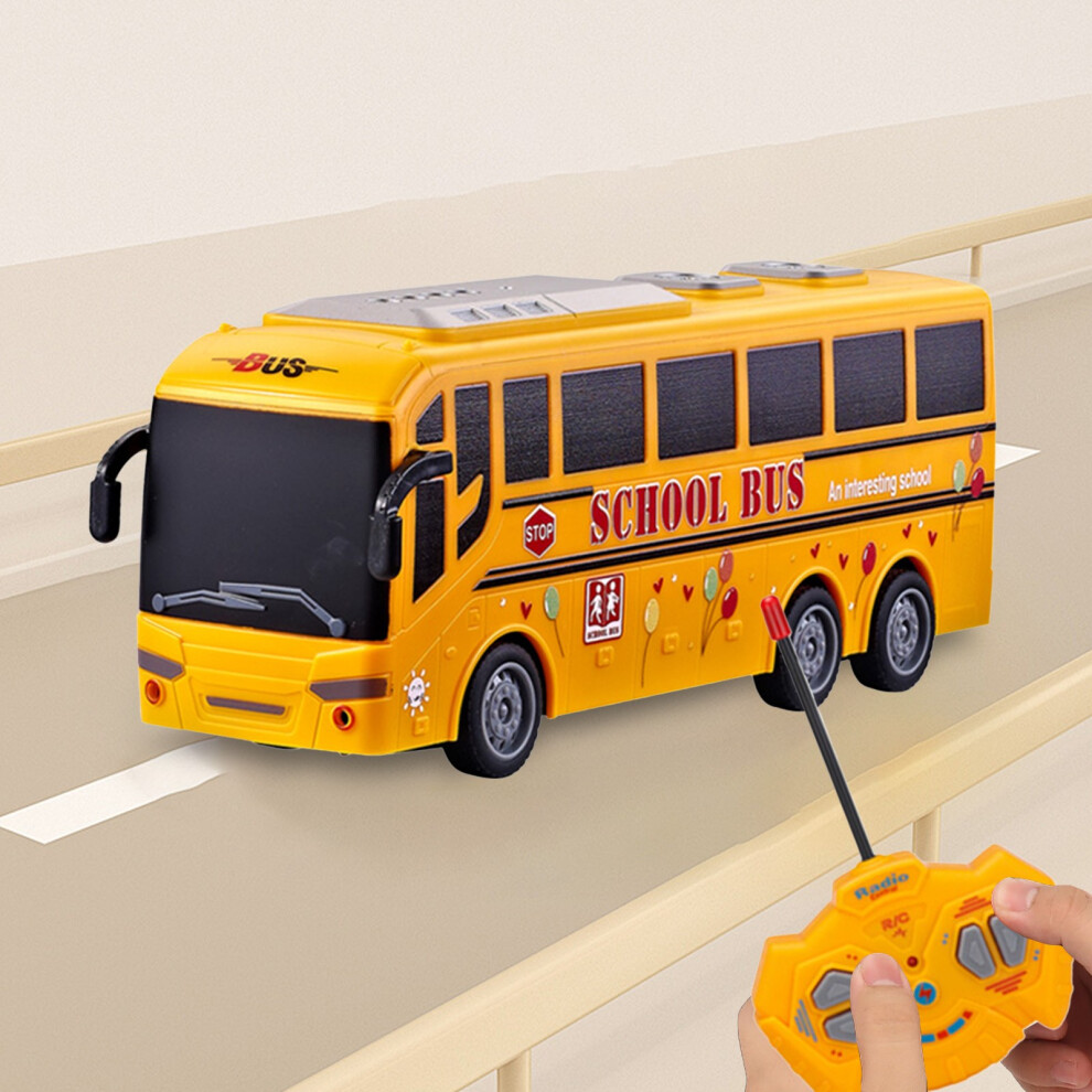 (Yellow) Four Way Led Simulation Bus Children's Travel Bus Remote Control Bus Toy Car Model Toy Yellow