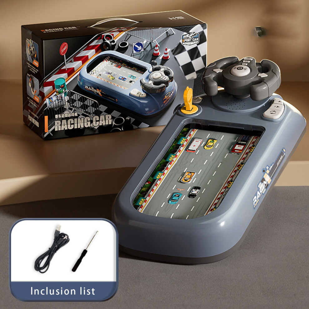 (Gray) Racing Adventure Car Steering Wheel Toys Interactive Simulation Racing Toys Kids Driving Simulator Gray