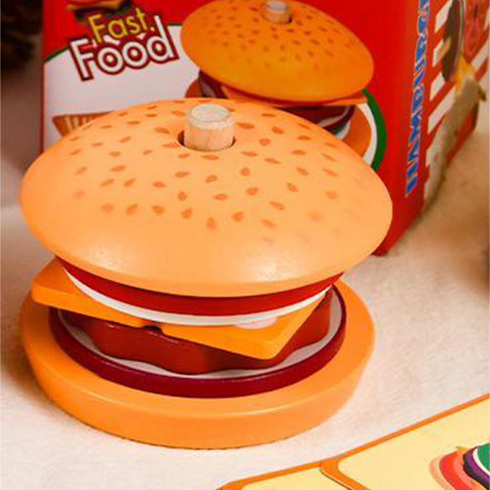 (A) Pretend Play Food Sets For Kids,Kitchen Toys,Wooden Hamburger Toy,Sandwich Playset,Birthday Gift Toys For Boys Girls-image-OPC-PKHKDVK-NEW