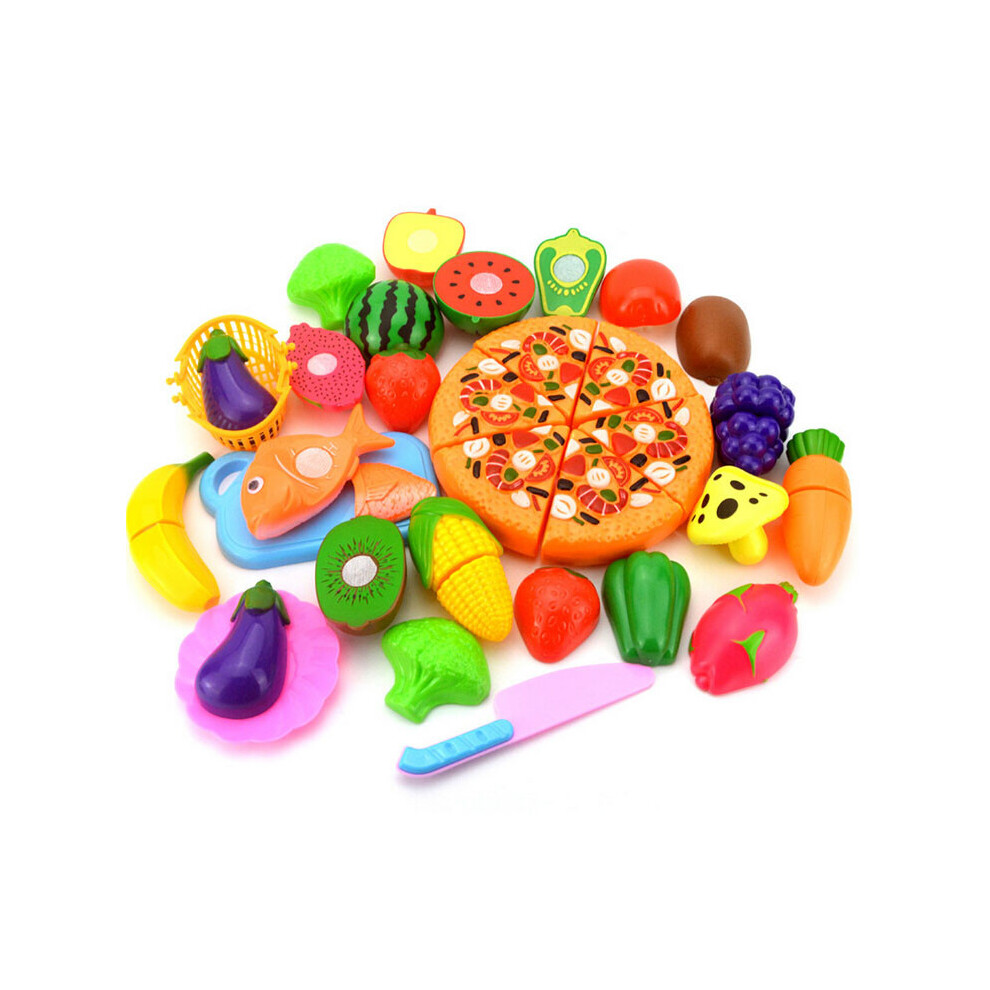(Multi-color) Kids Pretend Role Play Kitchen Fruit Vegetable Food Toy Cutting Set Gift-image-OPC-PKHKFS8-NEW