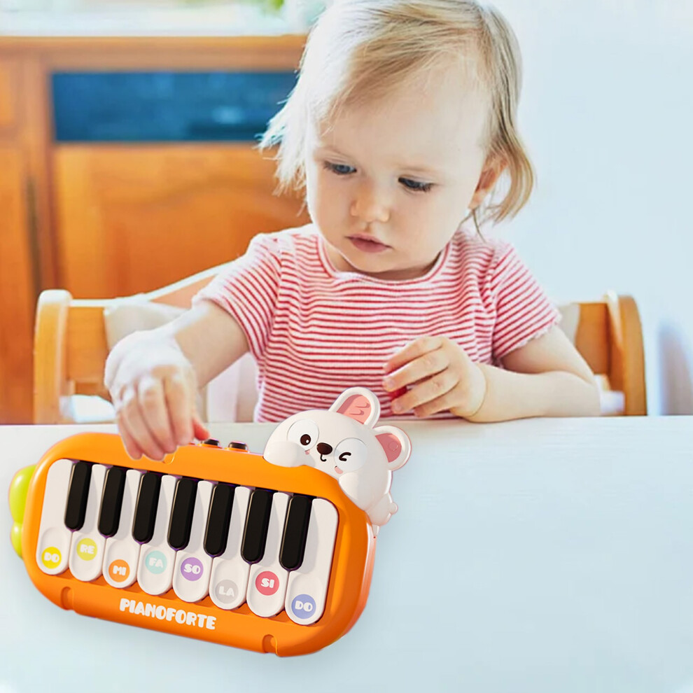 (Orange) Portable Educational Toy Keyboard For Toddlers And Children With Animals Multifunctional Early Learning Piano Toy With Lights And Music-image-OPC-PKHKGYS-NEW