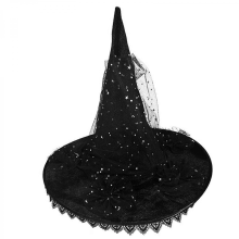Halloween Witch Hat Delicate Sequins Unique Witch Hats for Masquerade Fashion Adults Cosplay Costume AccessoryGolden mesh star and