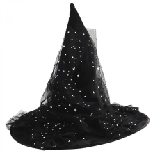 Halloween Witch Hat Delicate Sequins Unique Witch Hats for Masquerade Fashion Adults Cosplay Costume AccessorySilver mesh star A