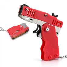 Ghyt Band Toy Mini Foldable Beach Toys With 60 Elastic Rubber Bands Mini Metal Folding Rubber Launcher Cool Keychain Rubberred