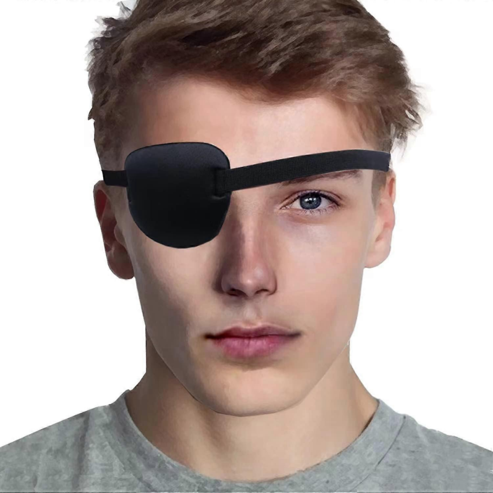 Black Eye Patches For Adults And Kids,Lazy Eye Patch For Left Or Right Eye,Soft And Adjustable,One Eye Cover For Pirate Or Cosplay (Black)
