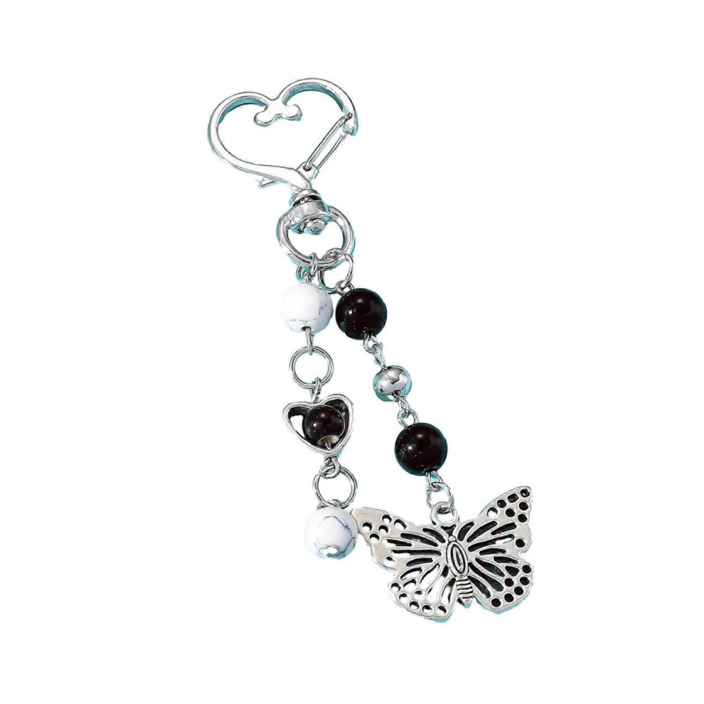 Ladies Girls Butterflies Keychain Phone Pendant Chain Phone Cases Lanyard Wristband Phone Protective Shell Strap Rope Blueblack Light 7632237752471