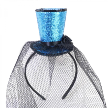 Veil Top Hat Fascinators Hair Hoop Opera Tea Hat for Girls Kids Vintage Pillbox Hat Tea Hat Fascinators Halloweenblue veil