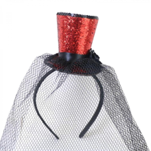 Veil Top Hat Fascinators Hair Hoop Opera Tea Hat for Girls Kids Vintage Pillbox Hat Tea Hat Fascinators HalloweenA red veil