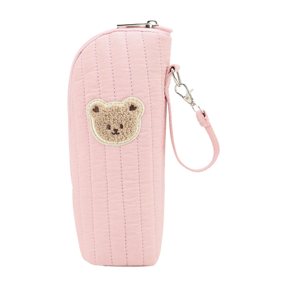 Bottle Bag For Daycare Thermal Cooler Tote For Baby Milk With Bear Pattern Insulated Breast Milk Carrier For Travel Outdoor Pink