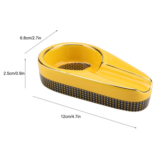 Mini-Keramik-Zigarettenaschenbecher für Auto oder Zuhause, Gelb, 12x6,8x2,5cm